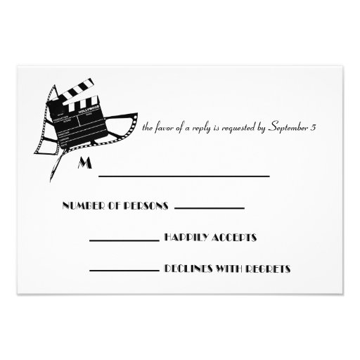 Trendy Movie Themed Wedding Response Card