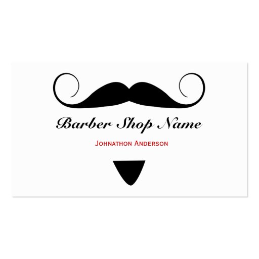 Trendy Mustache Barber Shop Hair Stylist For Men Business Cards (front side)