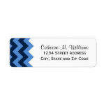 Trendy Navy & Light Blue Chevron Pattern Custom Return Address Label