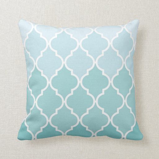 Ombre Moroccan Trellis, Latticework - Blue White Throw Pillow Zazzle