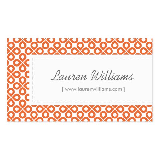 Trendy Orange Pattern for Interior Designer/Salon Business Cards (front side)