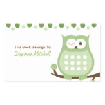 Trendy Owl (Green) Custom Book Plate Sticker
