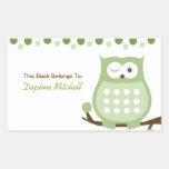 Trendy Owl (Green) Custom Book Plate Sticker stickers