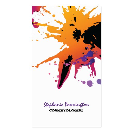 Trendy paint splatter cosmetolgist business card