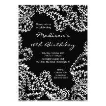 Trendy Paisley Sweet Sixteen Birthday Invitation