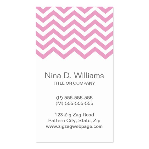 Trendy pale pink chevron pattern , vertical business cards