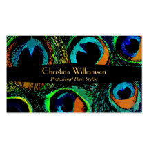 Trendy Peacock Feathers Business Card Template