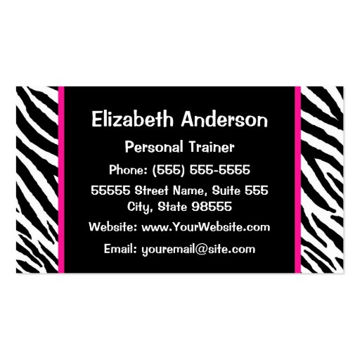 Trendy Pink and Black Dumbbell Personal Trainer Business Card Templates (back side)