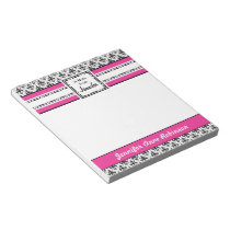Trendy Pink and Black Girl's Personalized Notepad notepads