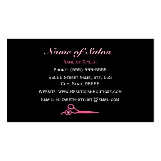 Trendy Pink and Black Leopard Hair Salon Scissors Business Card Template