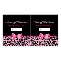 Trendy Pink And Black Leopard Hot Pink Hang Tags Business Cards