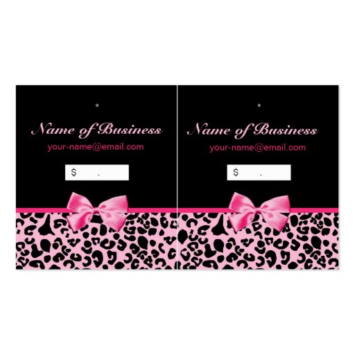 Trendy Pink And Black Leopard Hot Pink Hang Tags Business Cards