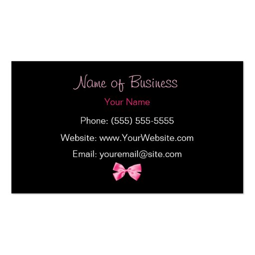 Trendy Pink And Black Leopard Hot Pink Ribbon Business Cards (back side)