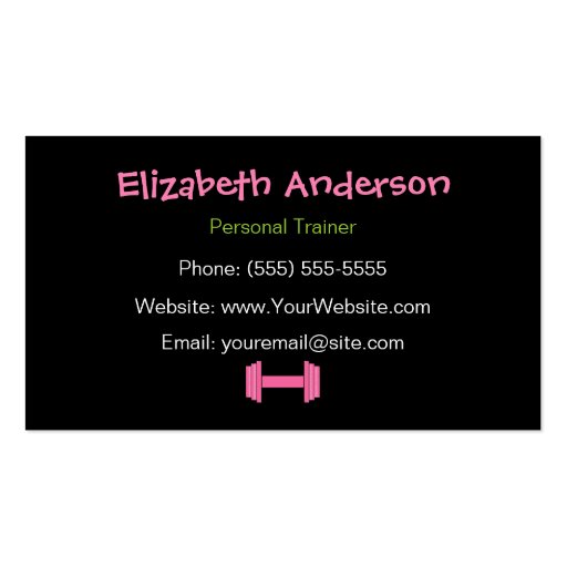 Trendy Pink And Black Leopard Personal Trainer Business Card Template (back side)