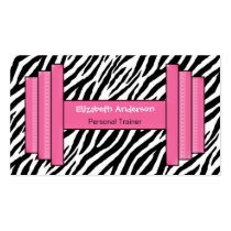 Trendy Pink And Black Zebra Print Personal Trainer business cards