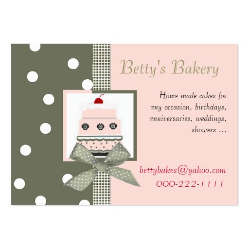 Trendy Pink and Khaki Business Card (front side)