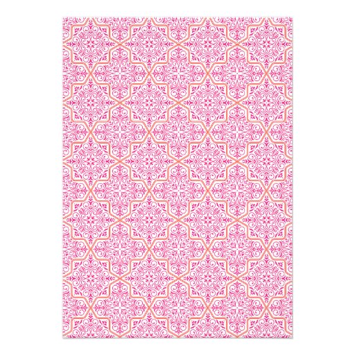 Trendy Pink and Orange Damask Wedding invitations