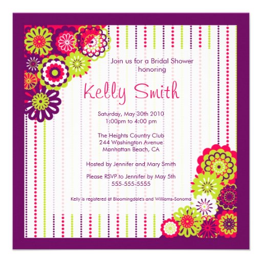 Trendy Pink and Purple flower Bridal Shower Invite