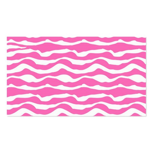 Trendy Pink and White Zebra Striped Pattern Business Card (back side)