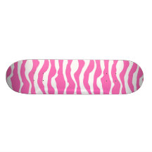 Trendy Pink and White Zebra Striped Pattern Custom Skateboard
