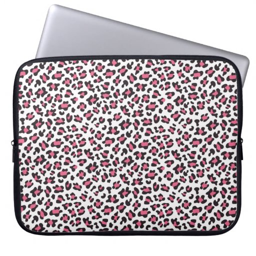 Trendy pink black cheetah print laptop sleeve Zazzle