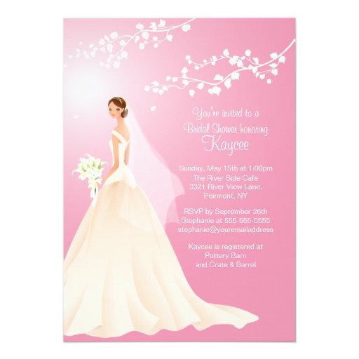 Trendy Pink BRUNETTE Bride Bridal Shower Invite