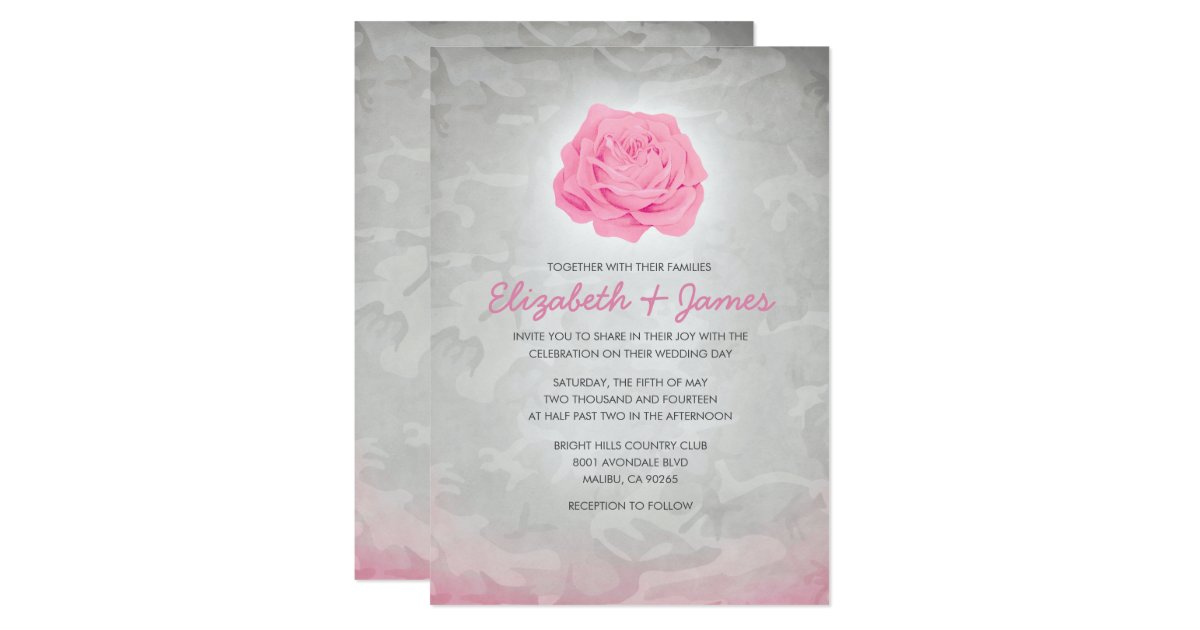 Trendy Pink Camo Wedding Invitations Zazzle