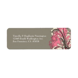 Trendy pink grey grunge swirls address labels label