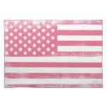 Trendy Pink Grunge American Flag Placemat