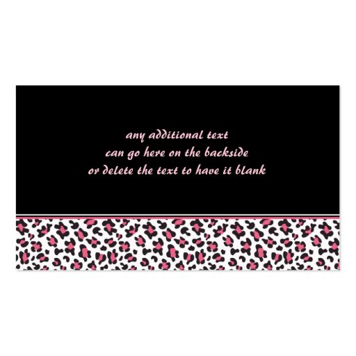 Trendy pink leopard graduation custom name card business card template (back side)