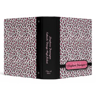 Trendy pink leopard graduation memory binder binder