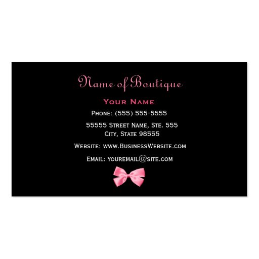 Trendy Pink Leopard Print Fashion Boutique Business Card Templates (back side)