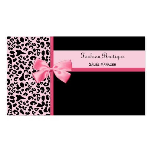 Trendy Pink Leopard Print Fashion Boutique Business Card Templates (front side)