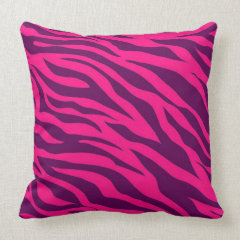 Trendy Pink Purple Zebra Stripes Wild Animal Print Throw Pillow