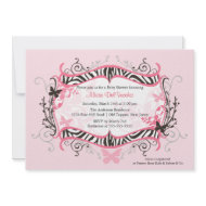 Trendy PInk Zebra Frame Baby Shower Invitation invitation