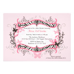 Trendy PInk Zebra Frame Baby Shower Invitation