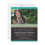 Trendy Plaid Teal Graduation Announcement