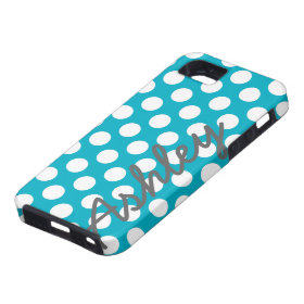 Trendy Polka Dot Pattern with name - blue gray iPhone 5 Covers