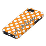 Trendy Polka Dot Pattern with name - orange gray iPhone 5 Cover