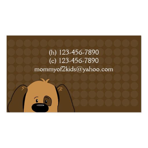 Trendy Puppy Dog Business / Mommy Calling Card Business Cards (back side)