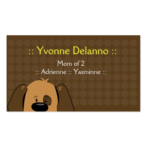 Trendy Puppy Dog Business / Mommy Calling Card Business Cards (front side)