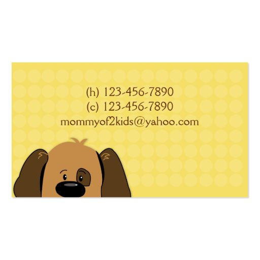Trendy Puppy Dog Business / Mommy Calling Card Business Cards (back side)