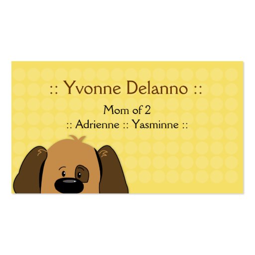 Trendy Puppy Dog Business / Mommy Calling Card Business Cards (front side)