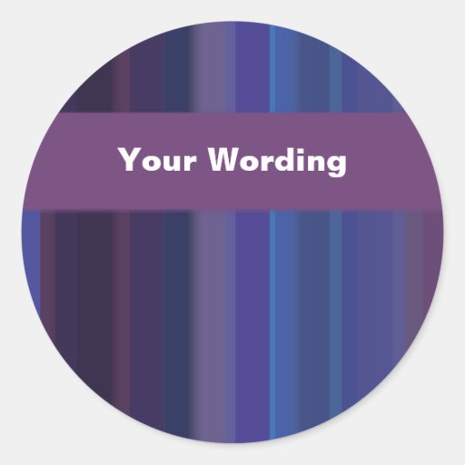 Trendy purple blue stripes - customizable round stickers