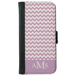 Trendy Purple Chevron Stripes 3 Monograms iPhone 6 Wallet Case