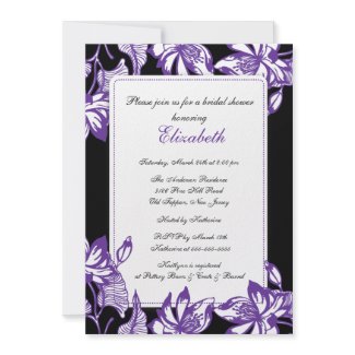 Trendy Purple Floral Bridal Shower Invitation invitation
