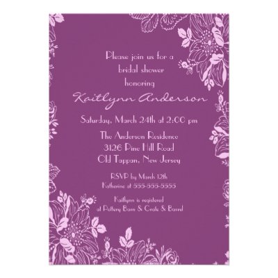 Trendy Purple Floral Bridal Shower Invite