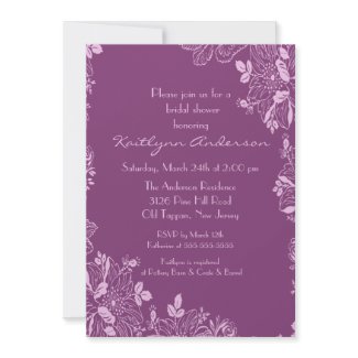 Trendy Purple Floral Bridal Shower Invite invitation