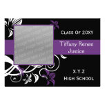 trendy purple Graduation photo Invitation invitations