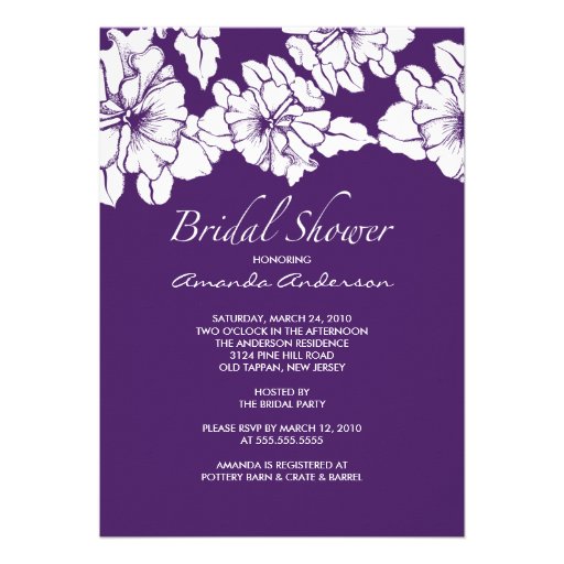 Trendy Purple & White Floral Bridal Shower Invite